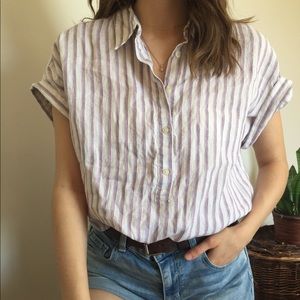RALPH LAUREN stripped button shirt short sleeves